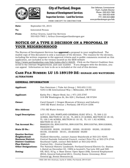 Notice of a Type Ii Decision on a Proposal in Your Neighborhood