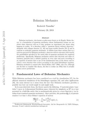 Bohmian Mechanics Arxiv:1704.08017V2 [Quant-Ph] 5