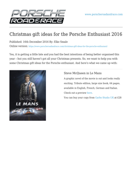 Christmas Gift Ideas for the Porsche Enthusiast 2016