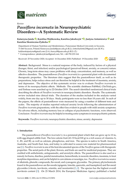 Passiflora Incarnata in Neuropsychiatric Disorders—A Systematic Review