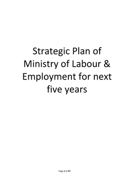 Strategic Plan of Ministry of Labour & Employment for Next Five Years