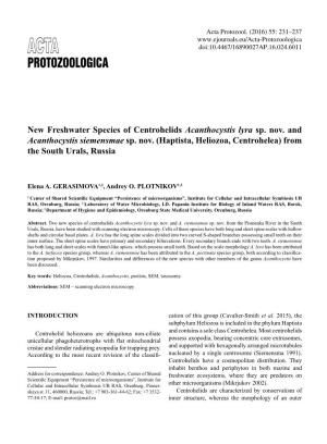 New Freshwater Species of Centrohelids Acanthocystis Lyra Sp. Nov. and Acanthocystis Siemensmae Sp. Nov.(Haptista, Heliozoa, Centrohelea) from the South Urals, Russia