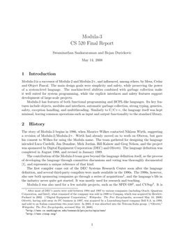 Modula-3: CS 520 Final Report