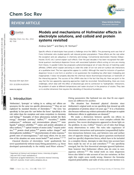Models and Mechanisms of Hofmeister Effects in Electrolyte