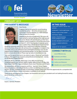 February 2015 in This Issue President's Message