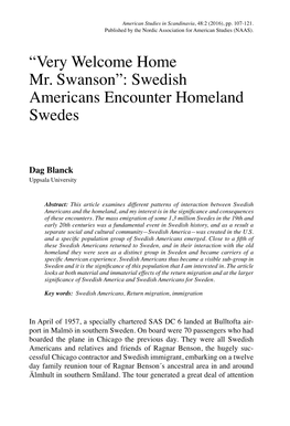 Swedish Americans Encounter Homeland Swedes