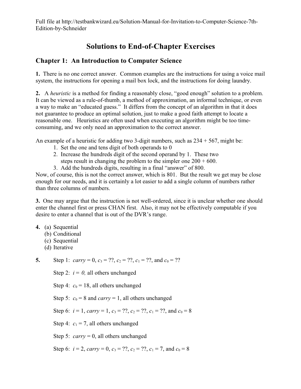 Solutions to End-Of-Chapter Exercises