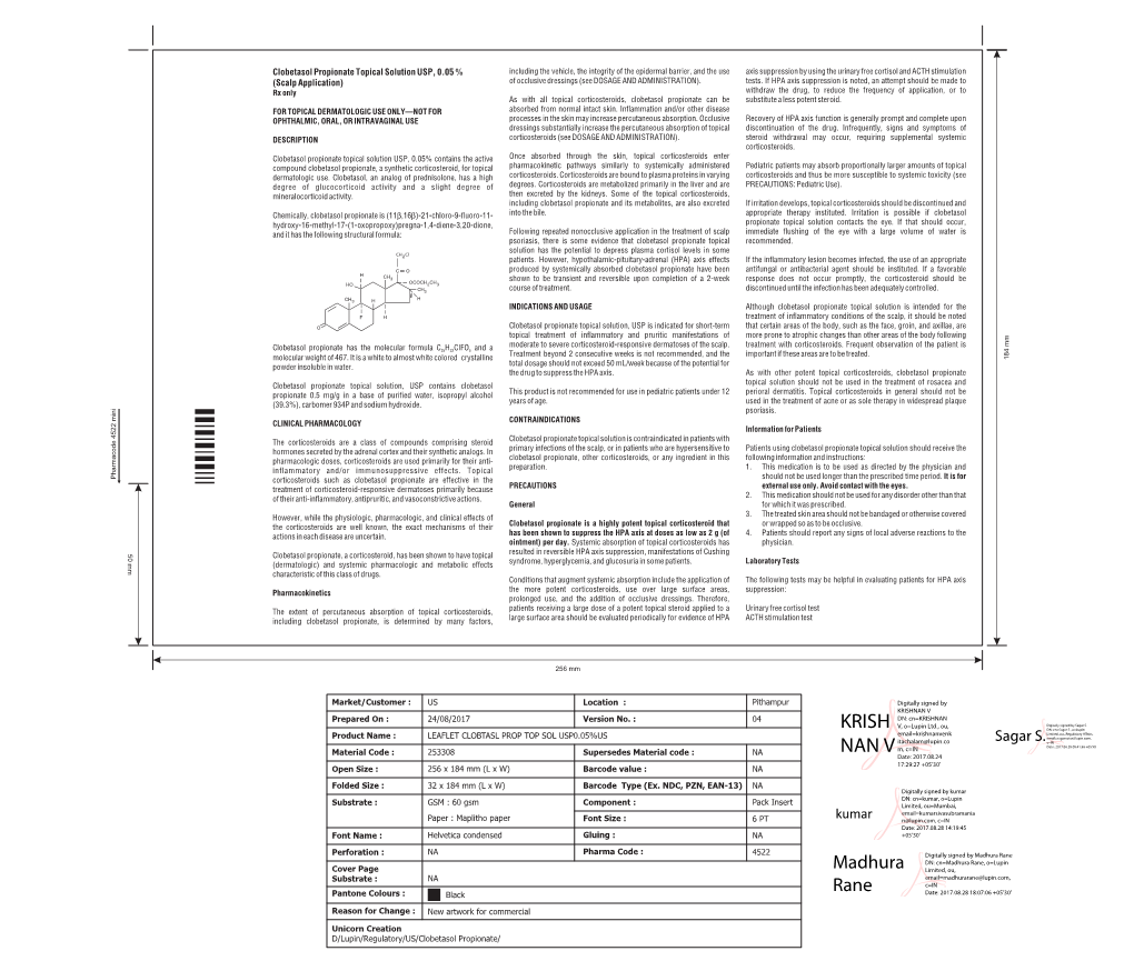 Clobetasol Propionate Topical Solution August 2017 PI 253308.Cdr