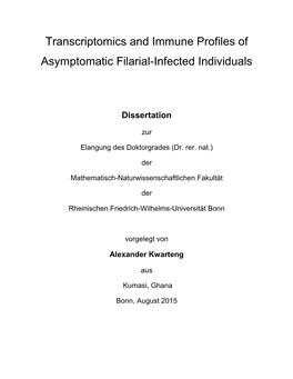 Transcriptomics and Immune Profiles of Asymptomatic Filarial-Infected Individuals