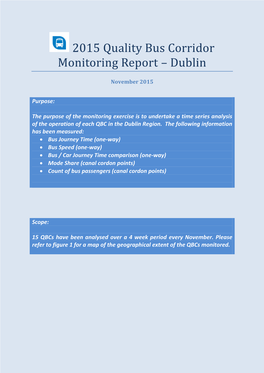 2015 Quality Bus Corridor Monitoring Report – Dublin