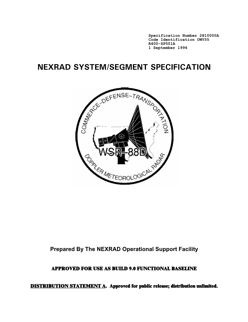 Nexrad System/Segment Specification (Ntr) 1996