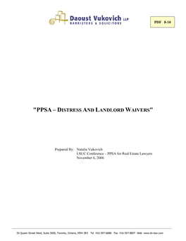 PPSA- Distress and Landlord Waivers