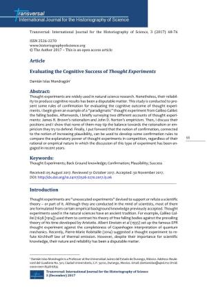 Article Evaluating the Cognitive Success of Thought Experiments
