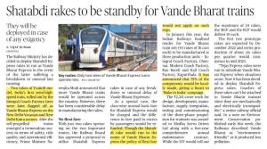 Shatabdi Rakes to Be Standby for Vande Bharat Trains