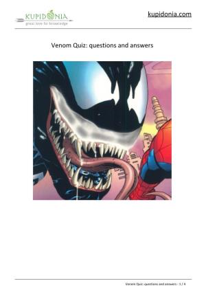 Venom Quiz: Questions and Answers