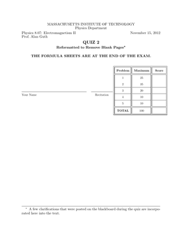 Electromagnetism II, Quiz 2