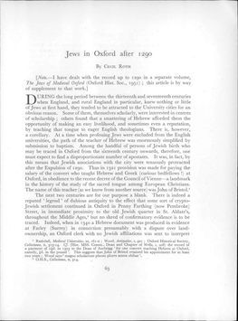Jews in Oxford After 1290