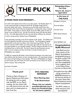 THE PUCK Volume 25, Issue 6 April 2016
