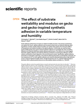 The Effect of Substrate Wettability and Modulus on Gecko and Gecko-Inspired Synthetic Adhesion in Variable Temperature and Humid