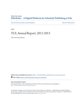 YUL Annual Report; 2012-2013 Yale University Library