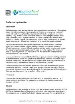 Surfactant Dysfunction