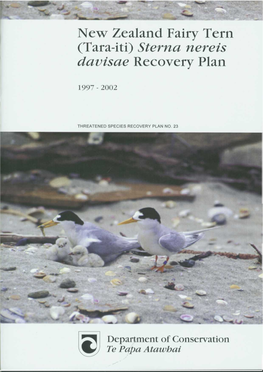 New Zealand Fairy Tern (Tara-Iti) Sterna Nereis Davisae Recovery Plan