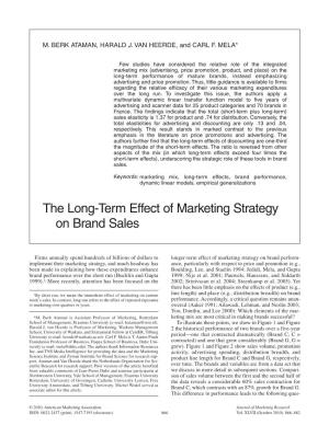 The Long-Term Effect of Marketing Strategy on Brand Sales