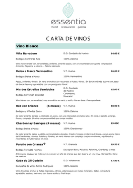 CARTA DE VINOS Vino Blanco