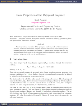 Basic Properties of the Polygonal Sequence