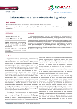 Informatization of the Society in the Digital Age