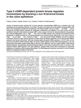 Type 2 Cgmp-Dependent Protein Kinase Regulates Homeostasis by Blocking C-Jun N-Terminal Kinase in the Colon Epithelium