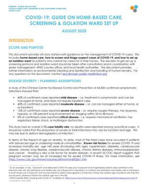 COVID-19 Guide on Home-Based Care, Screening, and Isolation