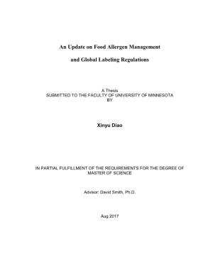 An Update on Food Allergen Management and Global Labeling