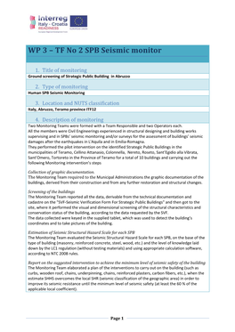 WP 3 – TF No 2 SPB Seismic Monitor