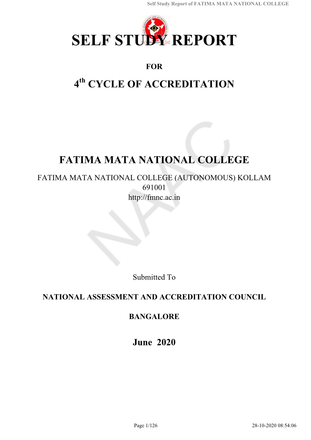 NAAC at ‘Four Star’ Level in 2001, Reaccredited at ‘B++’ Level in 2007 and ‘A’ Grade in 2013