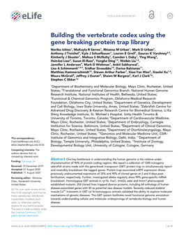 Building the Vertebrate Codex Using the Gene Breaking Protein Trap Library