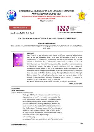 Utilitarianism in Hard Times: a Socio-Economic Perspective International Journal of English Language, Literature and Translation