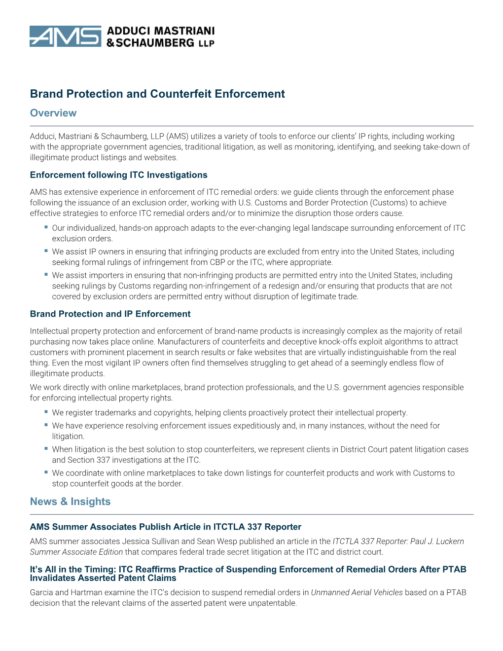 Brand Protection and Counterfeit Enforcement Overview