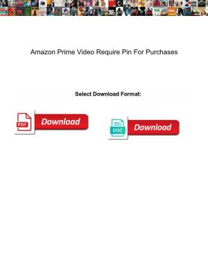 Amazon Prime Video Require Pin for Purchases