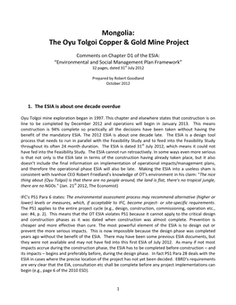 Mongolia: the Oyu Tolgoi Copper & Gold Mine Project