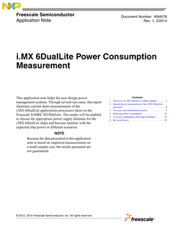 I.MX 6Duallite Power Consumption Measurement