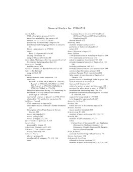 General Index for 1700-1711