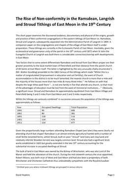 The Rise of Non-Conformity in the Ramsdean, Langrish and Stroud Tithings of East Meon in the 19Th Century