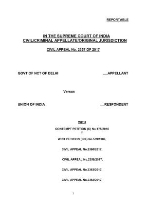 In the Supreme Court of India Civil/Criminal Appellate/Original Jurisdiction