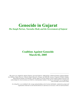 Genocide in Gujarat the Sangh Parivar, Narendra Modi, and the Government of Gujarat
