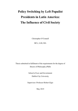 Policy Switching by Left Populist Presidents in Latin America: the Influence of Civil Society