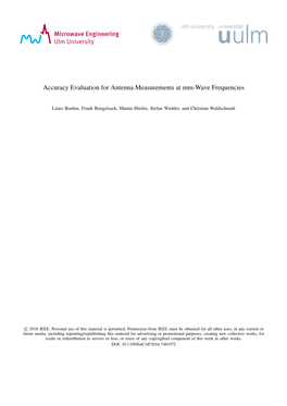 Accuracy Evaluation for Antenna Measurements at Mm-Wave Frequencies