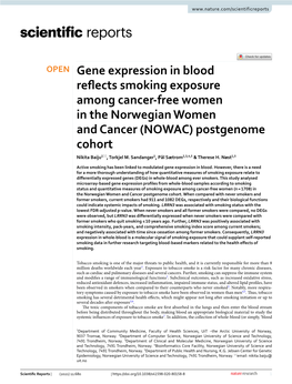Gene Expression in Blood Reflects Smoking Exposure Among Cancer