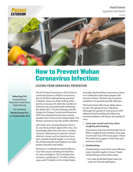 How to Prevent Wuhan Coronavirus Infection: LESSONS from NOROVIRUS PREVENTION