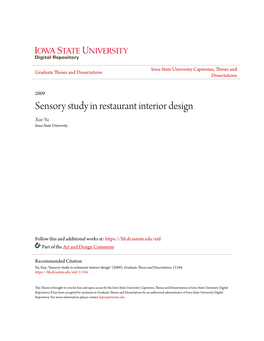Sensory Study in Restaurant Interior Design Xue Yu Iowa State University
